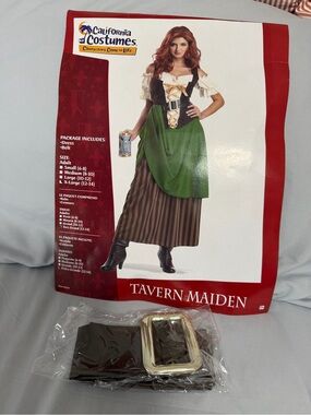 California Costumes- Women’s Green & Brown Tavern Maiden Costume. Size-XL